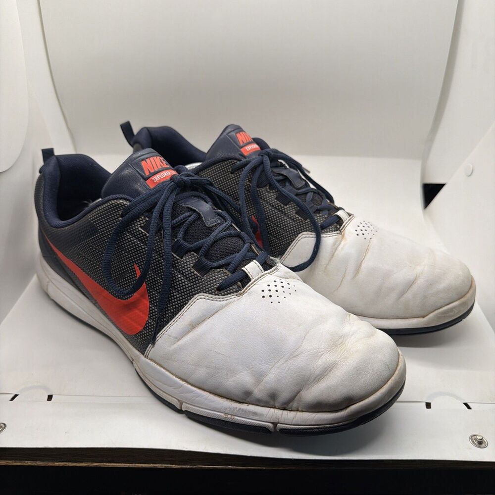Nike Explorer Control 704694-102 Mens Size 14 Red White Blue Golf Shoes Used